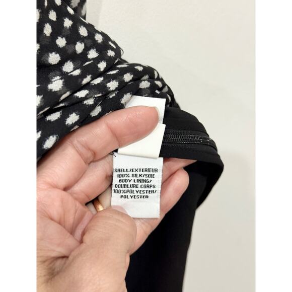 Diane von Furstenberg Arabella Polka Dot Sheer Sleeve Shirt Mini Dress Black 4 - Picture 6 of 6